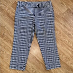 LOFT Marissa Pant Black White Gingham Ankle Cropped Pants Size 10